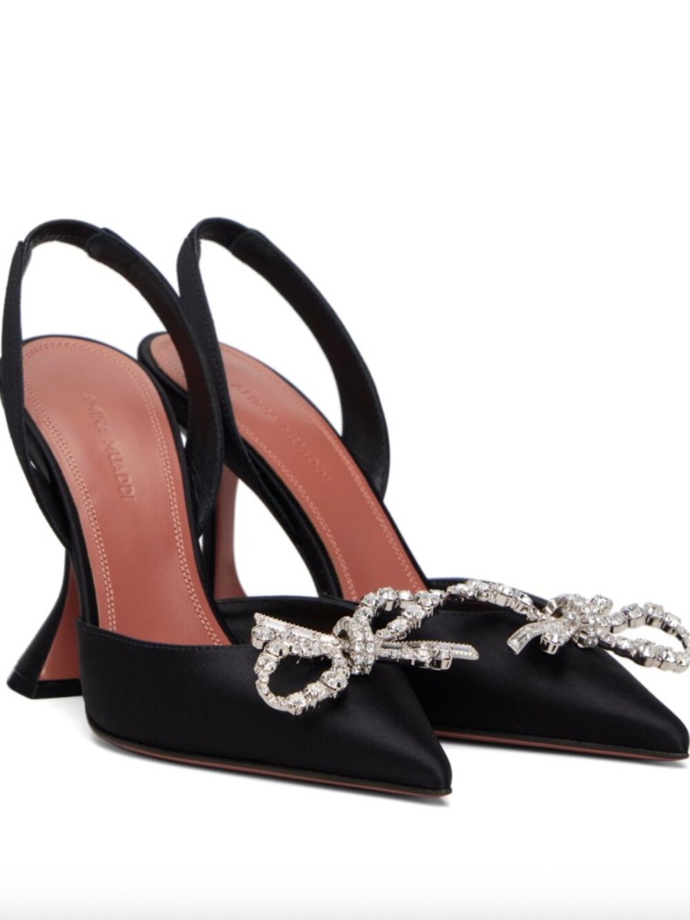 Amina Muaddi Black Rosie Sling Heels (Size 7)